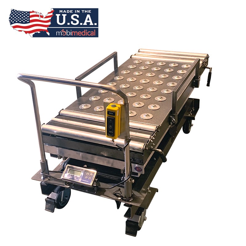 MOBI Crematory Battery Powered Scissor Lift HD | Optional Digital Scale Available