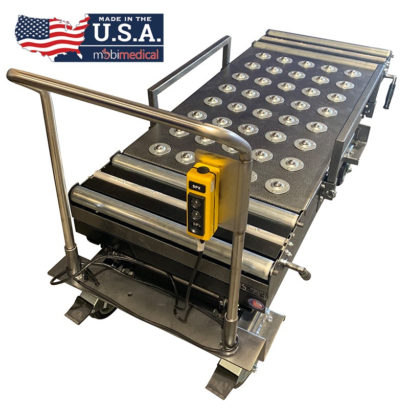 Marine Grade Aluminum Crematory Battery Powered Scissor Lifts | Optional Digital Scale Available